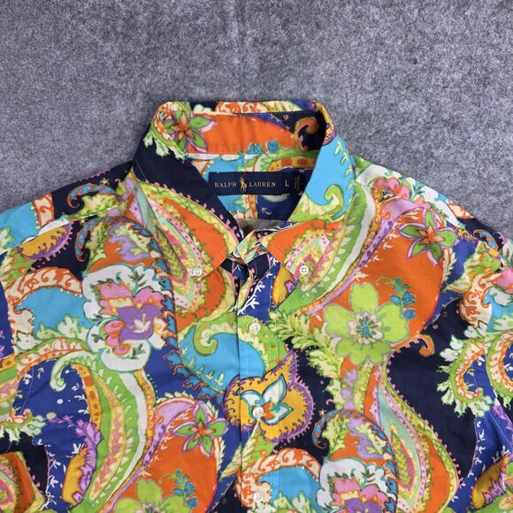 Ralph Lauren Shirt Mens Large Paisley Button Up Long Sleeve Vintage Style - Picture 2 of 10